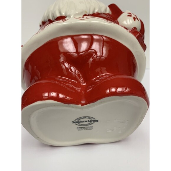 Southern Living Holiday Santa Gnome Cookie Jar 12” Tall Red & White Ceramic - Picture 6 of 6